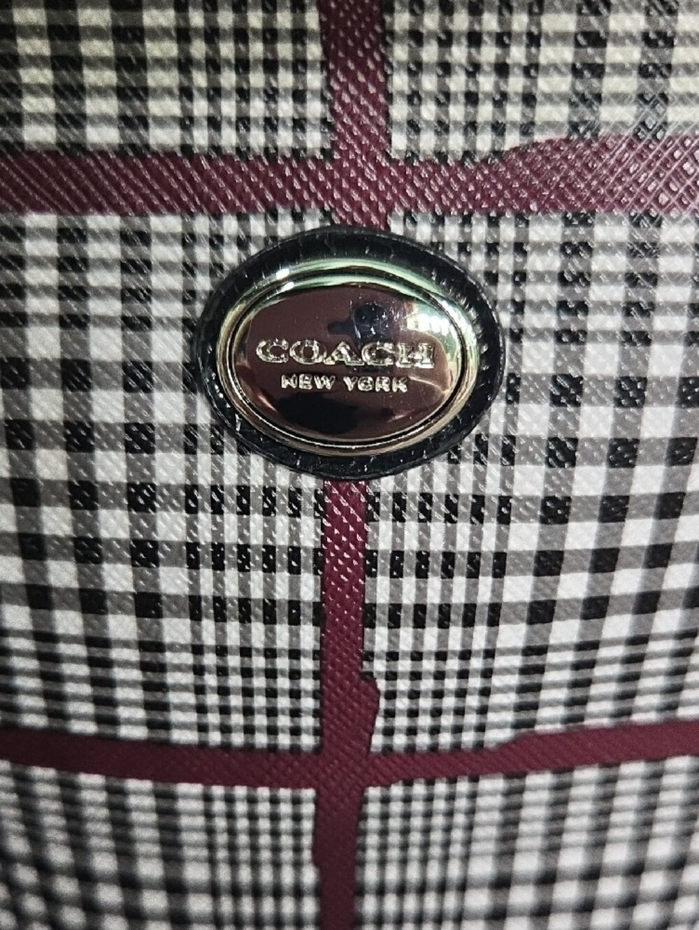 Coach Black and Burgundy Plaid Dome Satchel with Silver Hardware - Picture 8 of 13